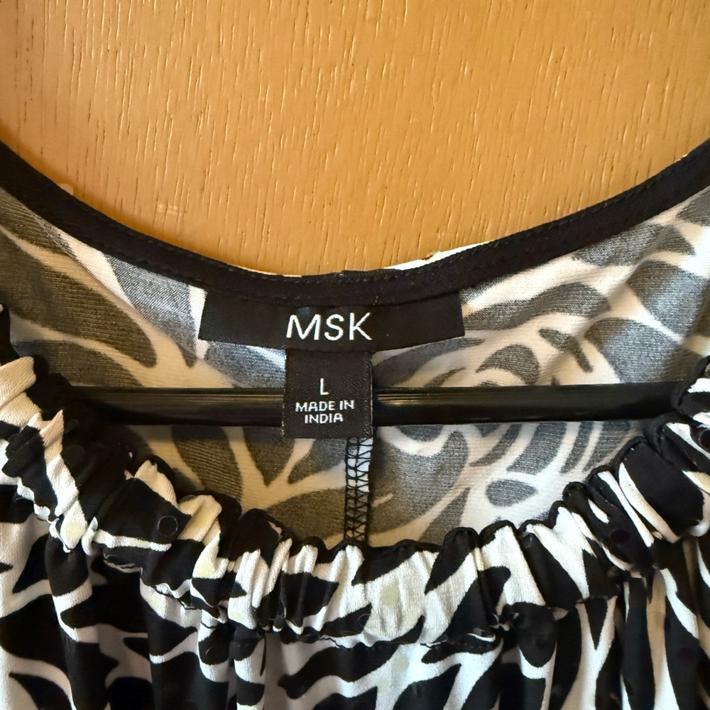 MSK Black and White Patterned Top